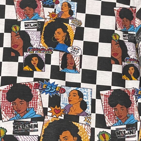 On Fire Womens Size M Cropped Graphic Pullover Hoodie Afrocentric Comic Print - Picture 2 of 5